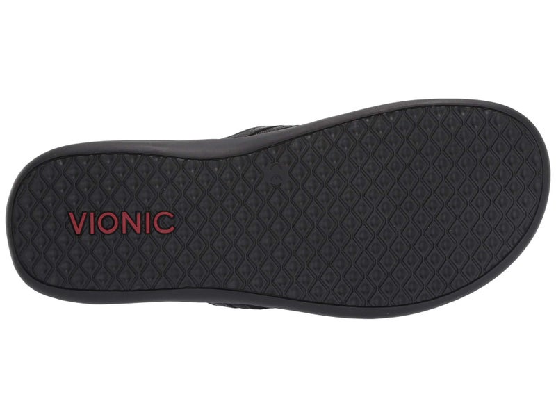 Vionic Women's Tide Aloe Toe-Post Sandal - Ladies Flip- flop with Concealed Orthotic Arch Support Black Leather 9 Medium US - Image 3